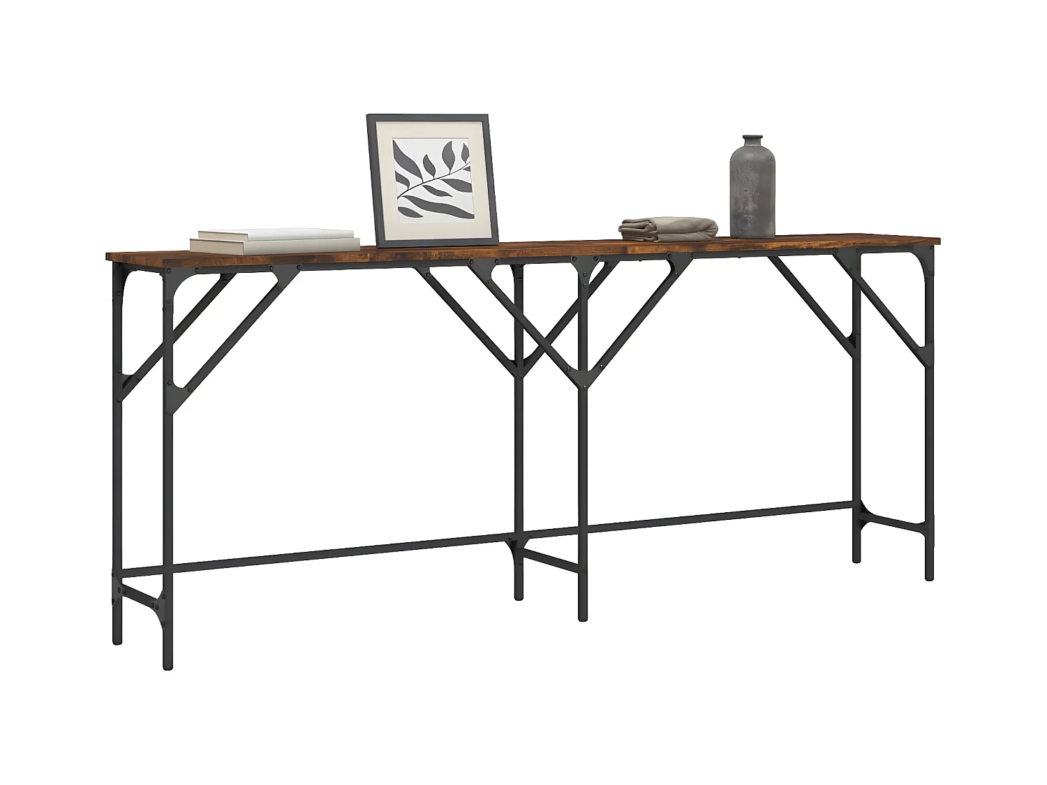 Table console chêne fumé 180x29x75 cm bois d'ingénierie GHR69875