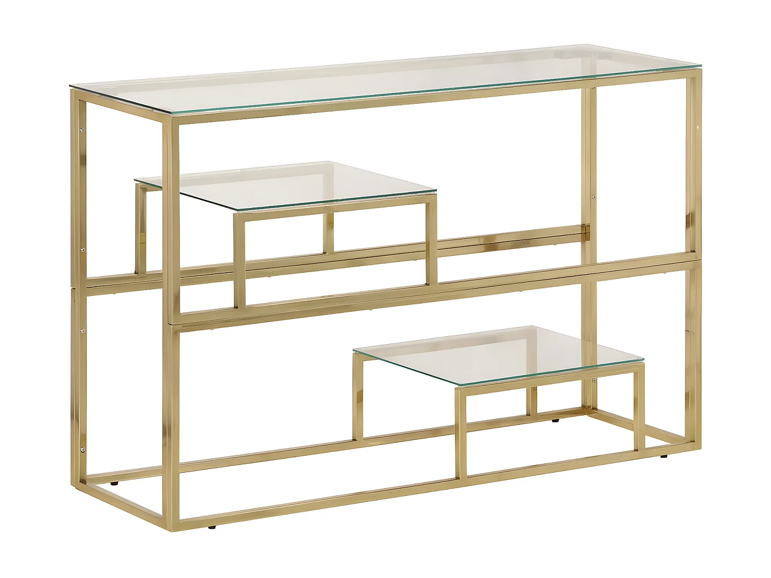 Table console doré acier inoxydable et verre trempé GHR85112