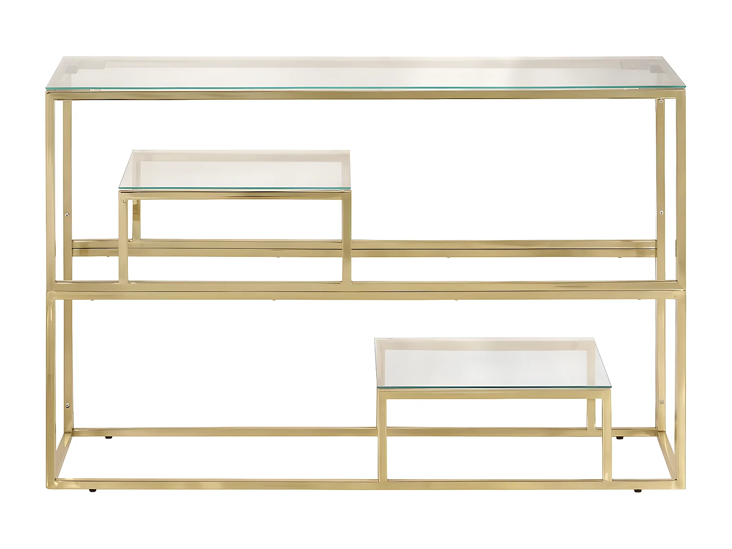 Table console doré acier inoxydable et verre trempé GHR85112