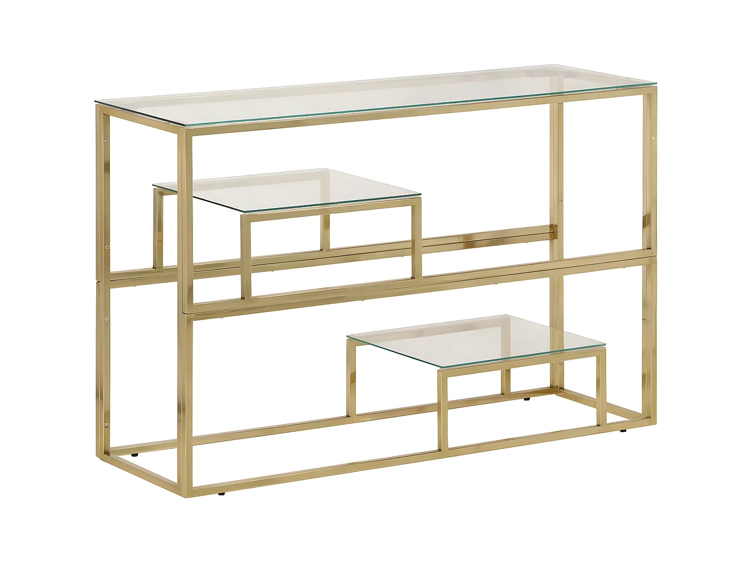 Mesa consola acero inoxidable dorado y vidrio templado ES294941