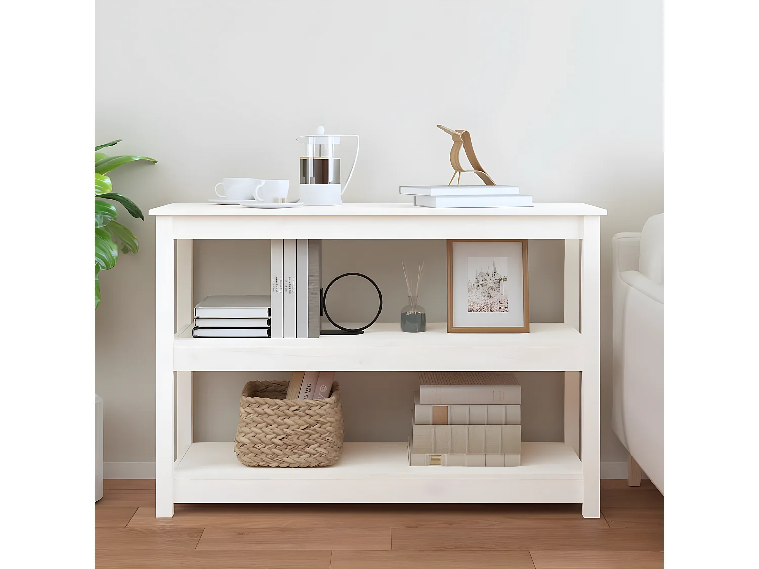 Table console Blanc 110x40x74 cm Bois massif de pin GHR78689