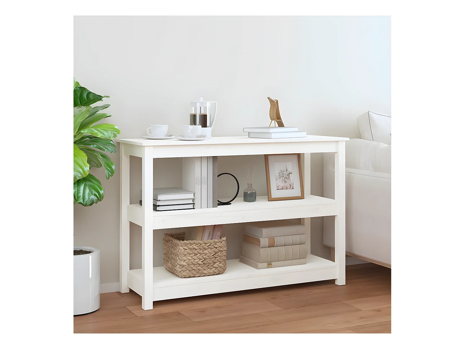 Table console Blanc 110x40x74 cm Bois massif de pin GHR78689