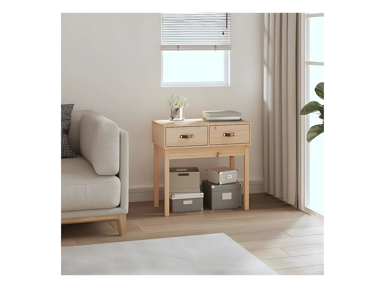 Konsolentisch,Flurtisch 76,5x40x75 cm Massivholz Kiefer -gkd345348