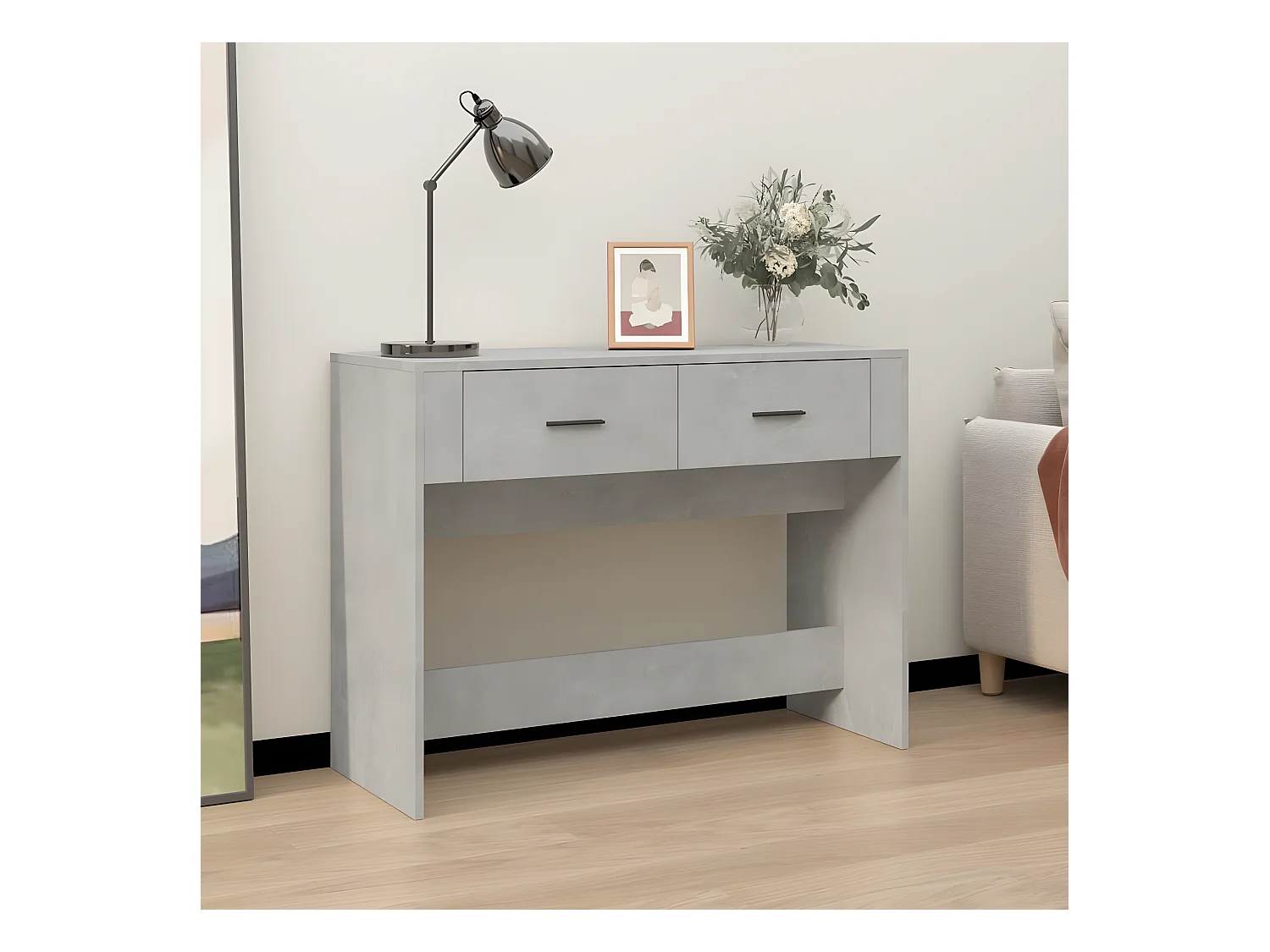 Table console Gris béton 100x39x75 cm Bois d'ingénierie GHR13988