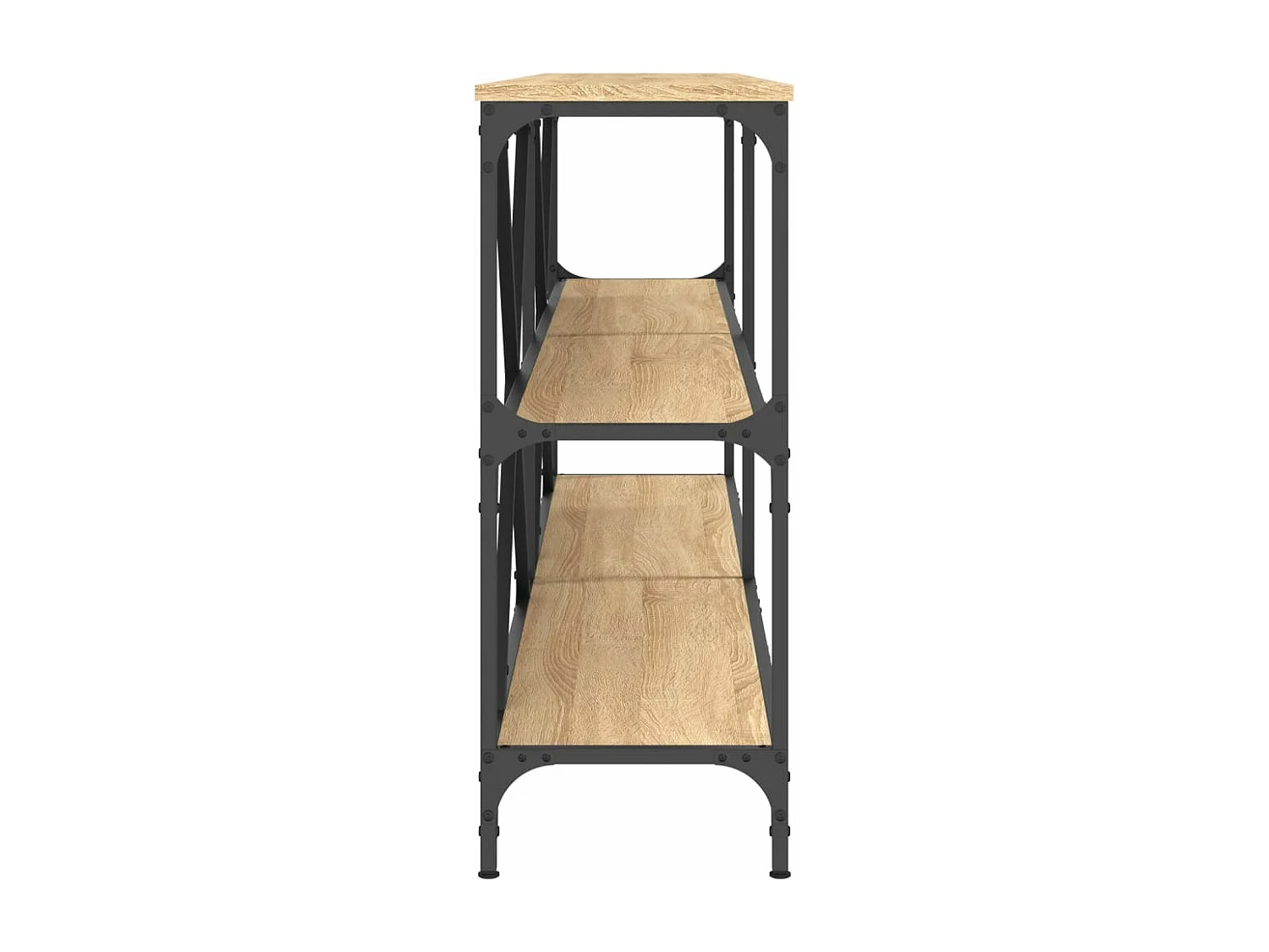 Table console chêne sonoma 180x30x75cm bois d'ingénierie et fer GHR78018