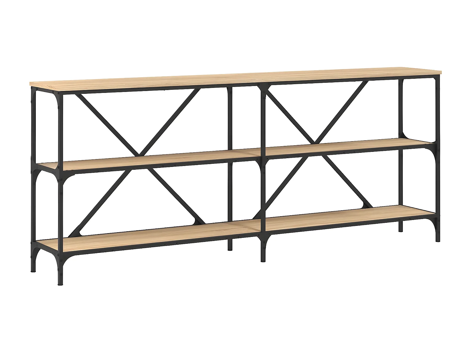 Mesa consola hierro madera ingeniería roble Sonoma 180x30x75 cm ES175301