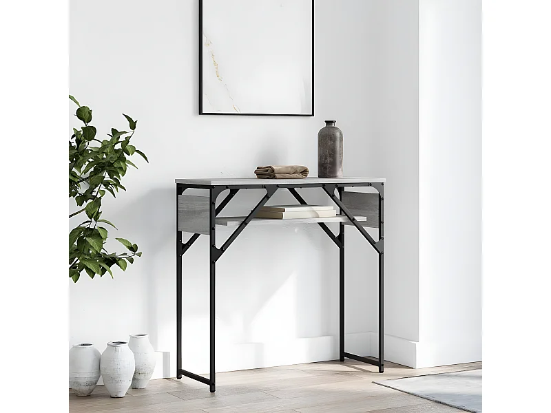 Table console avec étagère sonoma gris 75x30x75 cm GHR23013