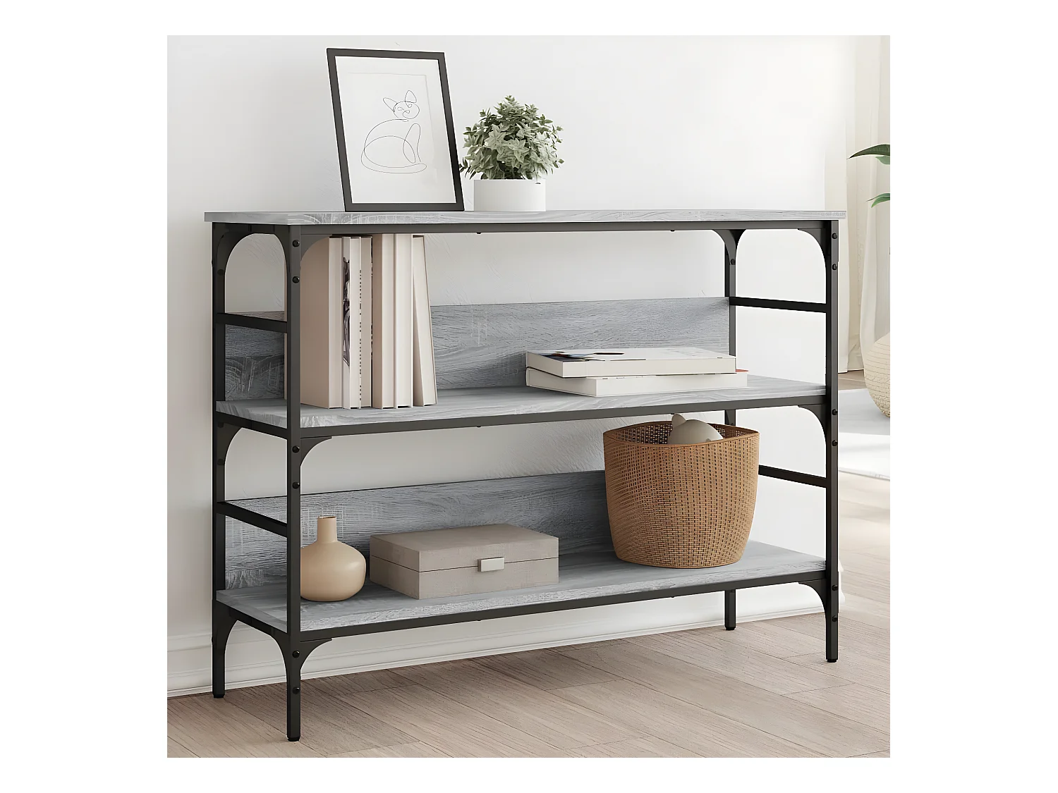 Table console sonoma gris 100x32x75 cm bois d'ingénierie GHR22954