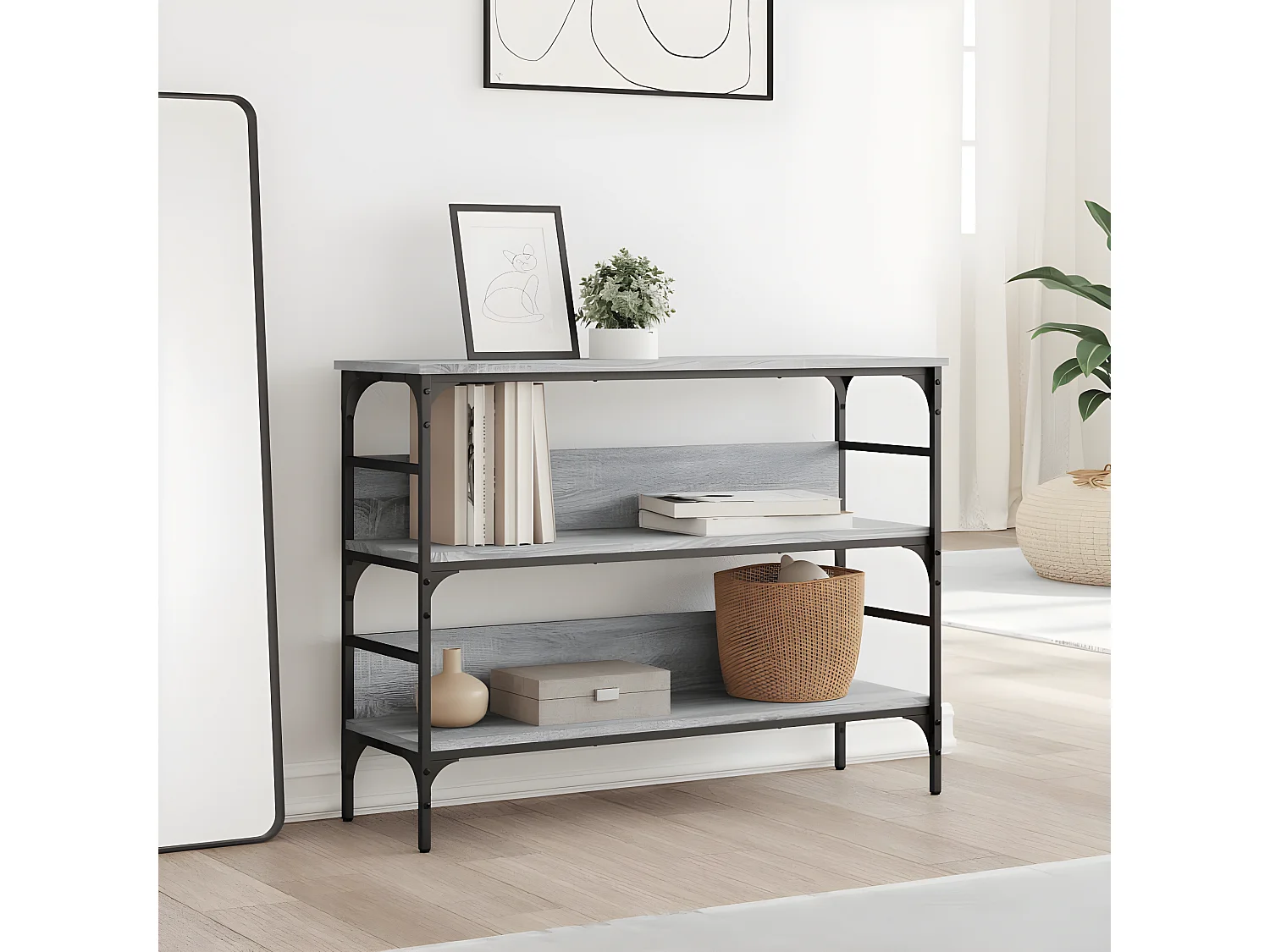 Table console sonoma gris 100x32x75 cm bois d'ingénierie GHR22954