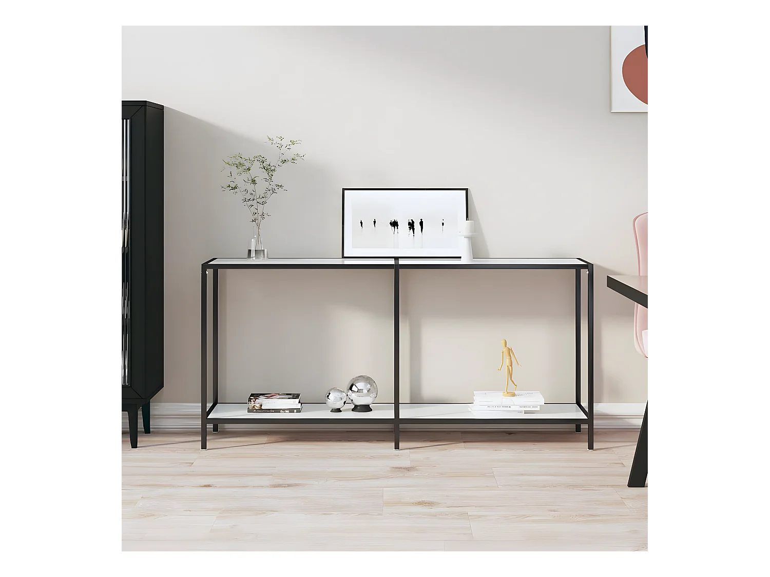 Table console Blanc 160x35x75,5 cm Verre trempé GHR69423