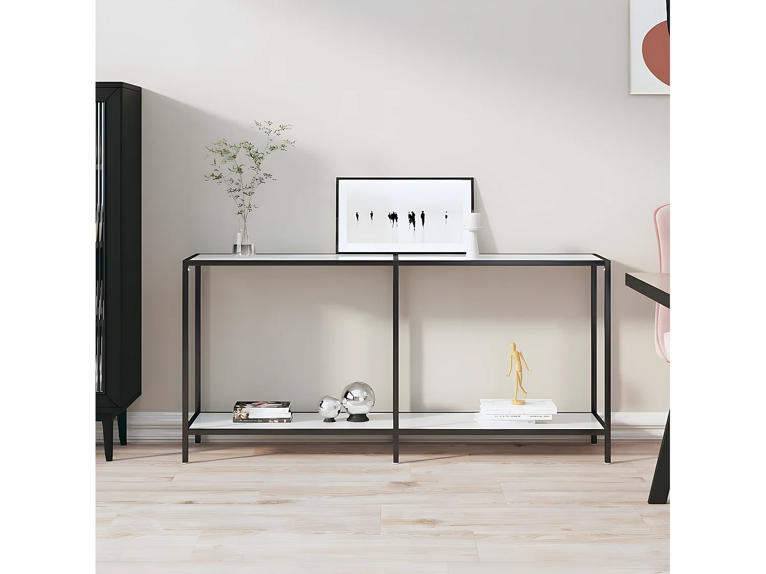 Table console Blanc 160x35x75,5 cm Verre trempé GHR69423