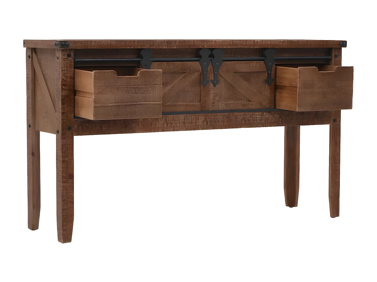 Mesa consola de madera de abeto maciza marrón 131x35,5x75 cm ES662751