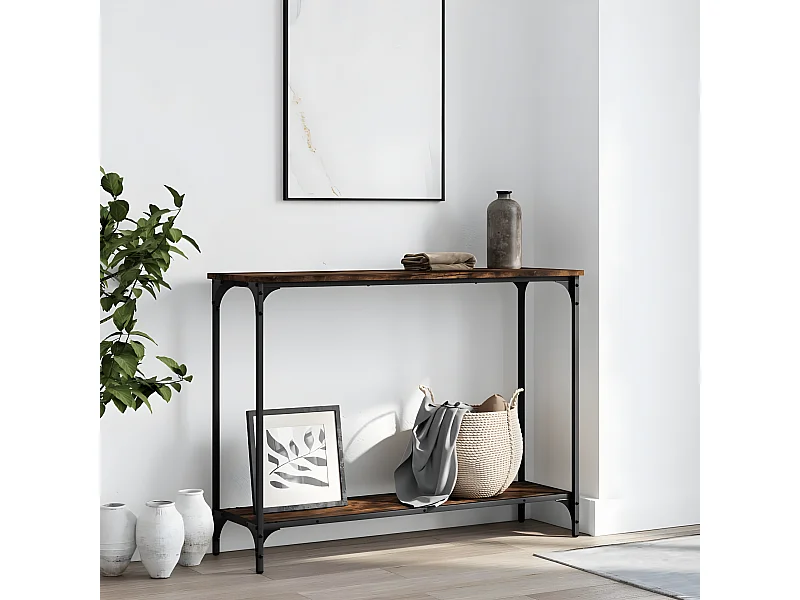 Table console chêne fumé 101x30,5x75 cm bois d'ingénierie GHR35228