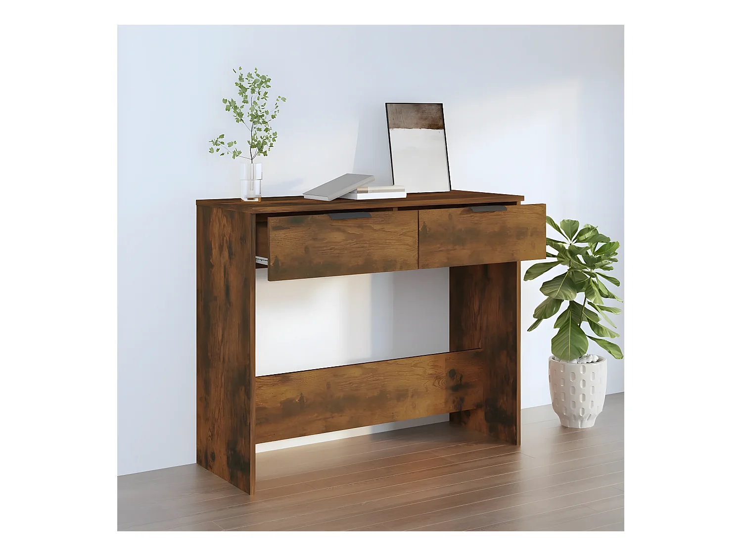 Table console Chêne fumé 90x36x75 cm Bois d'ingénierie GHR29430