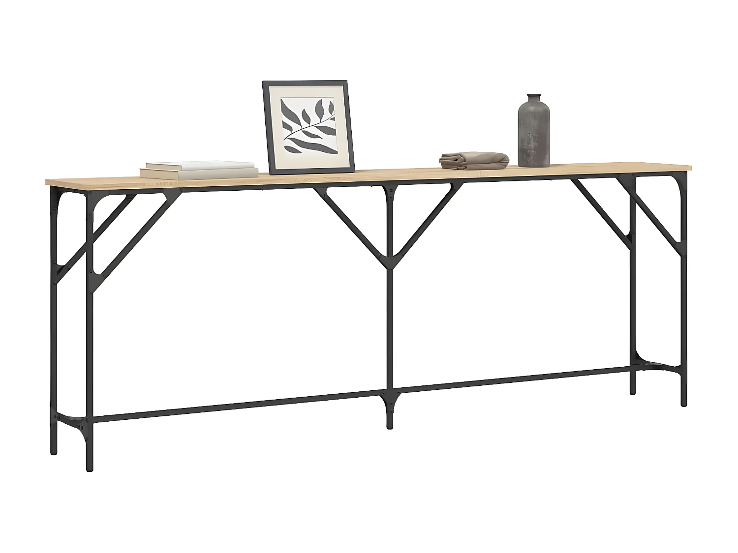 Table console chêne sonoma 200x29x75 cm bois d'ingénierie GHR66432