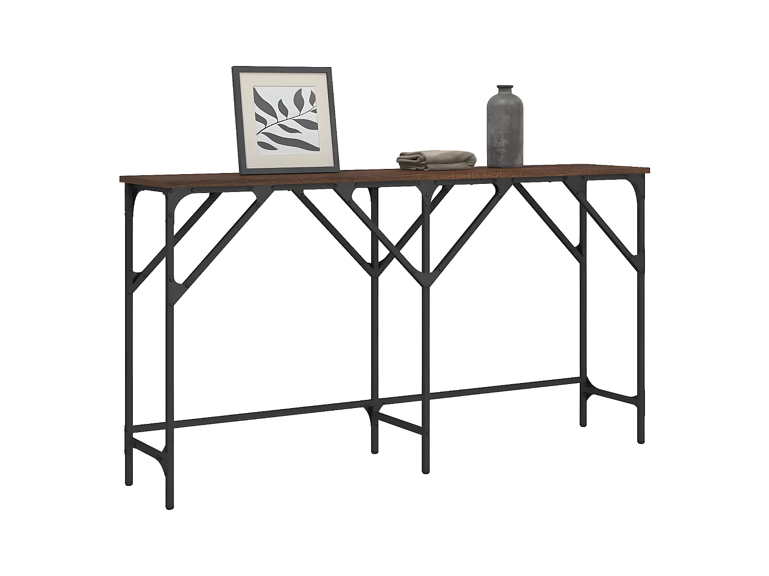 Table console chêne marron 140x29x75 cm bois d'ingénierie GHR68583