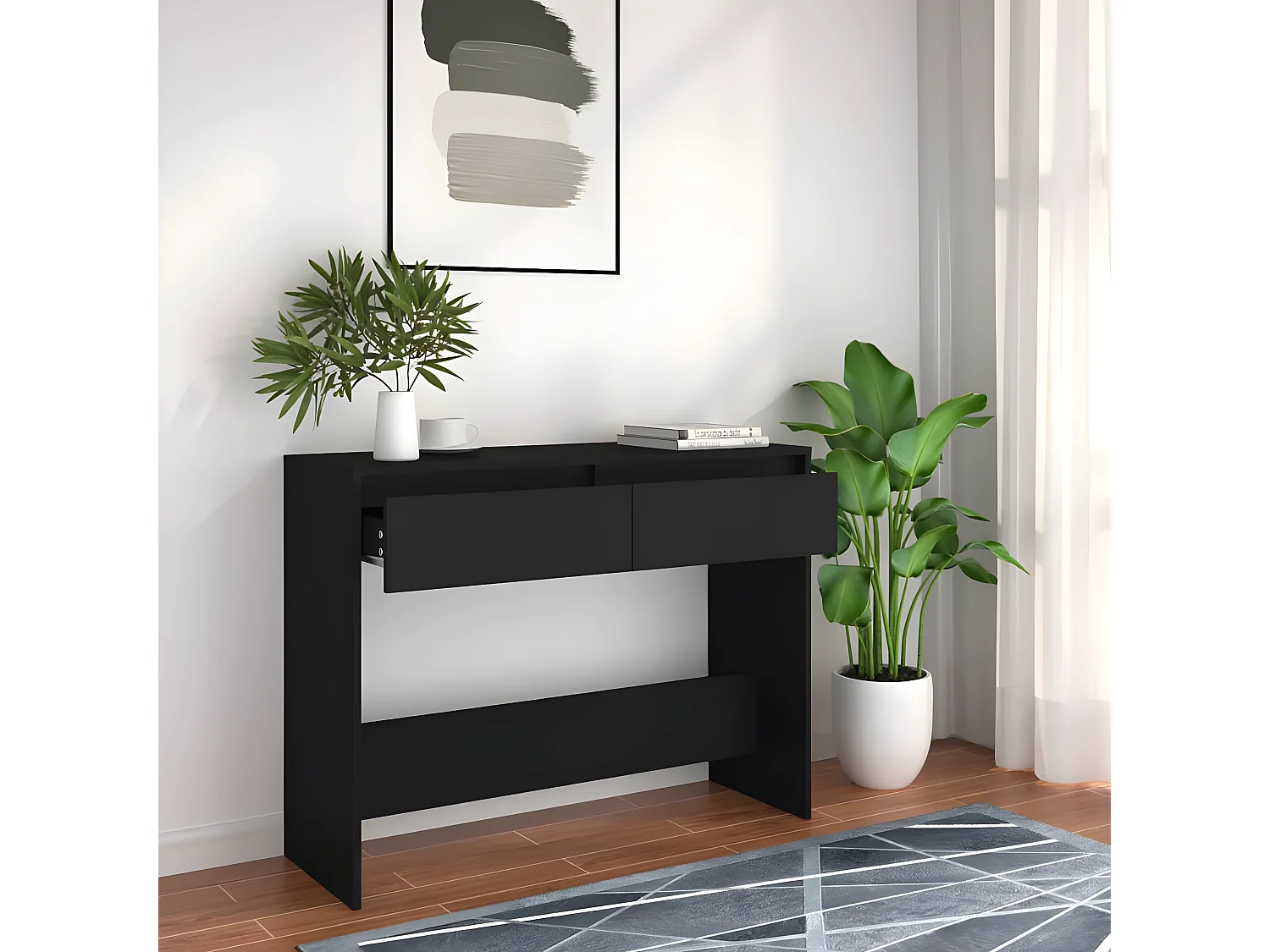 Table console Noir 100x35x76,5 cm Aggloméré GHR23430