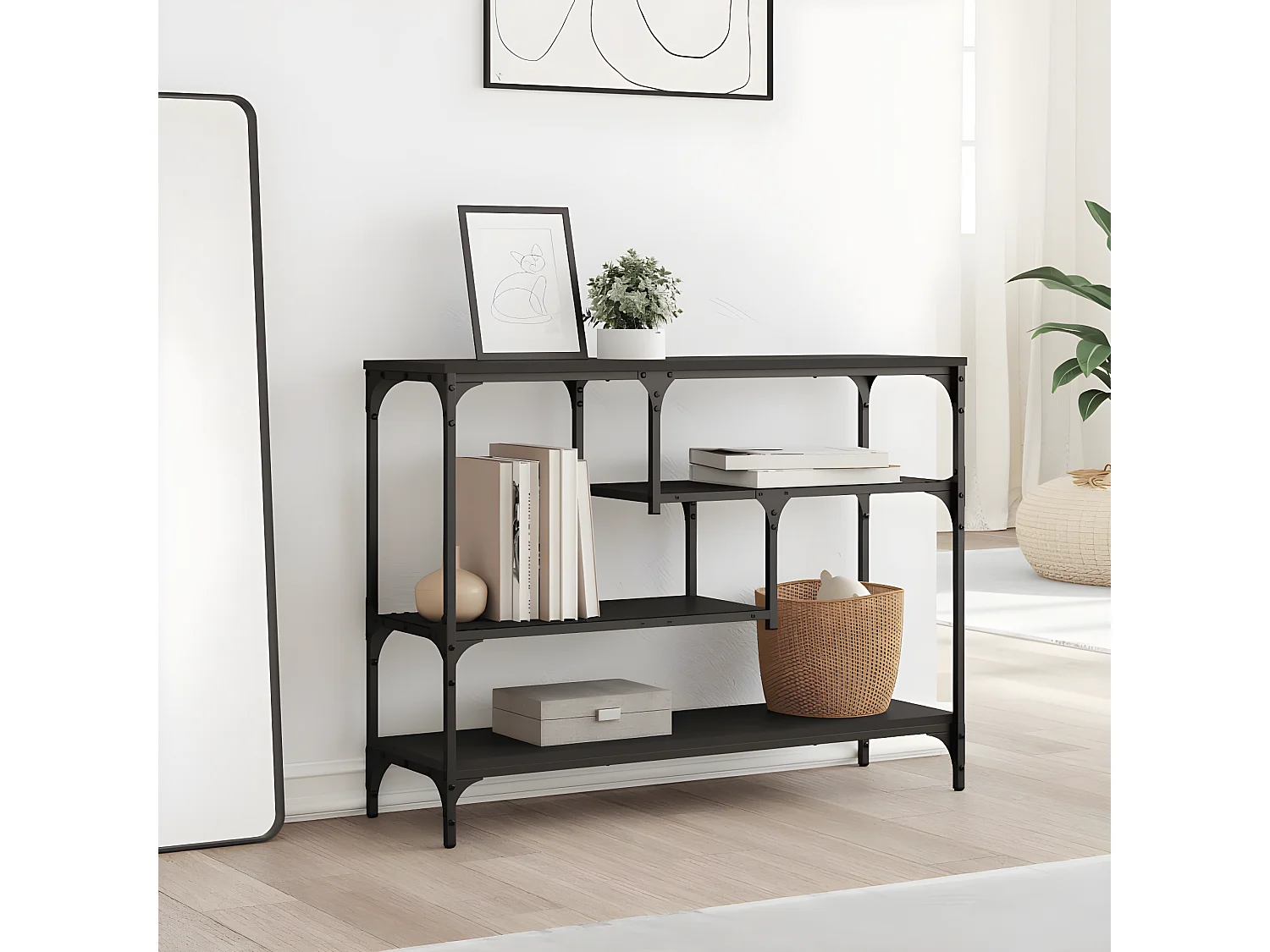 Table console noir 100x30x75 cm bois d'ingénierie GHR87680