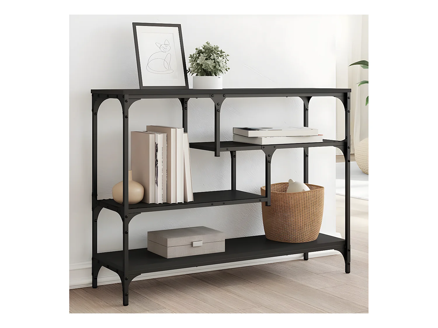 Table console noir 100x30x75 cm bois d'ingénierie GHR87680