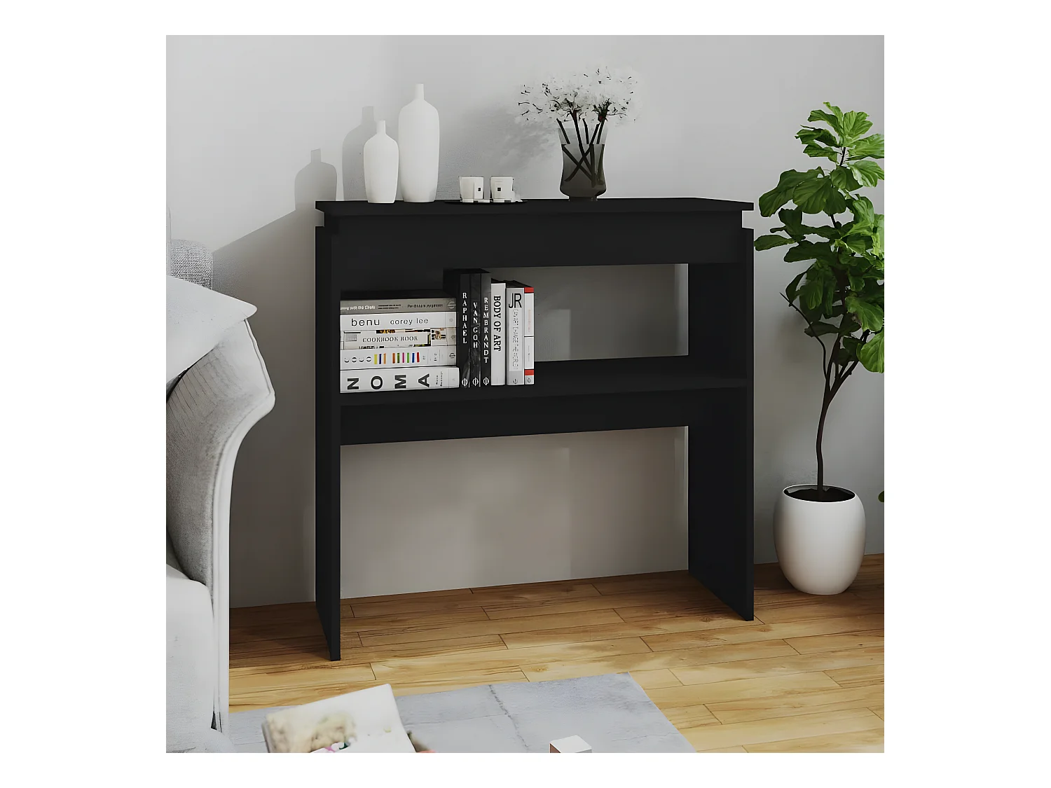 Table console Noir 80x30x80 cm Aggloméré GHR54693