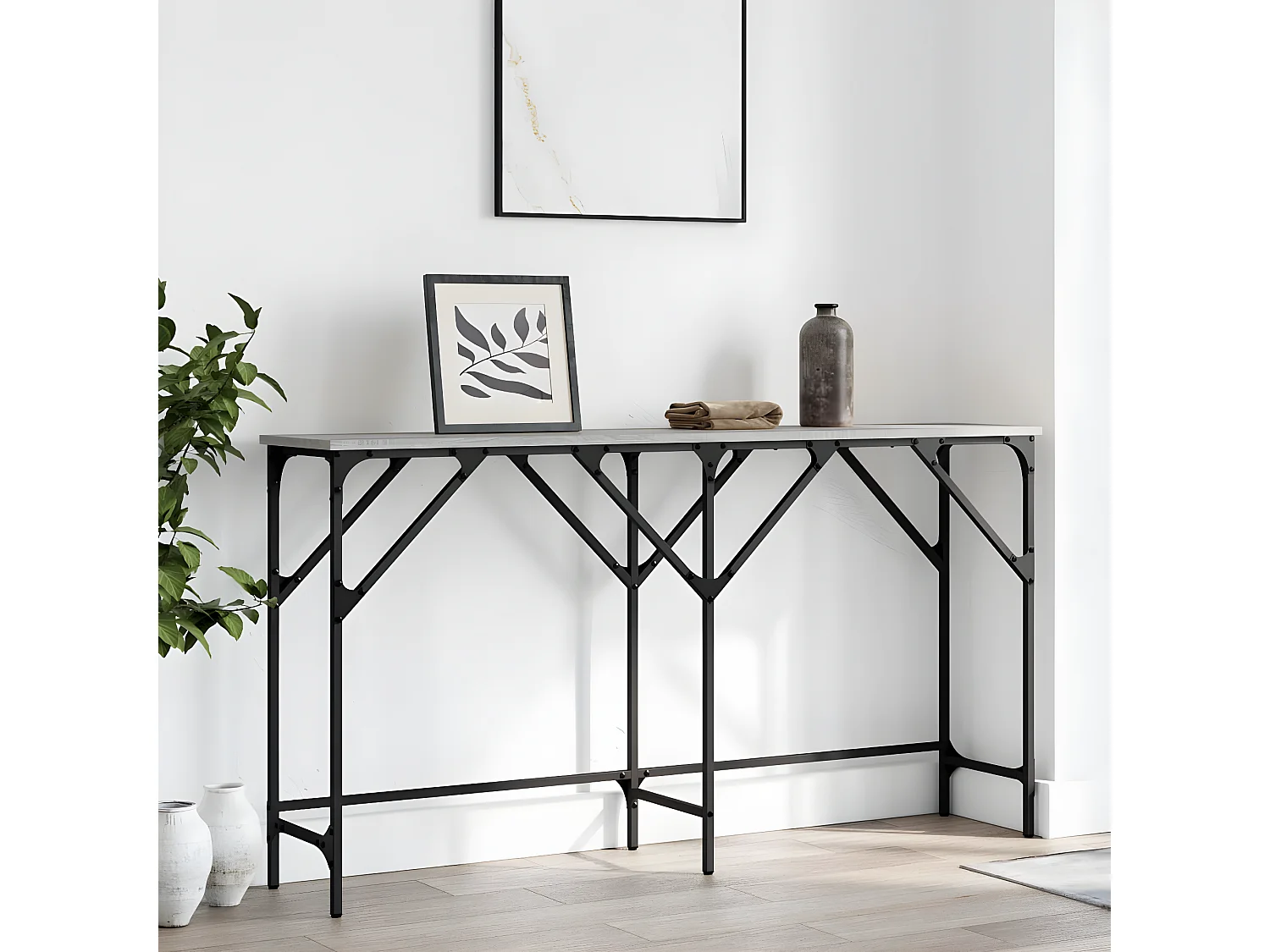 Table console sonoma gris 140x29x75 cm bois d'ingénierie GHR81493