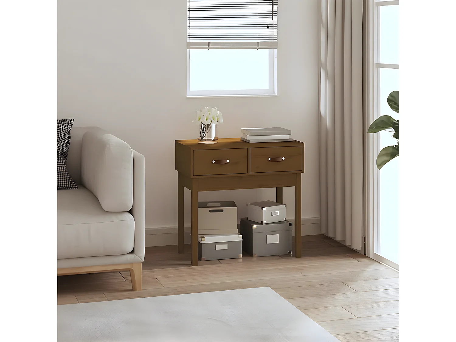 Wandtafel 76,5x40x75 cm massief grenenhout honingbruin NL854505