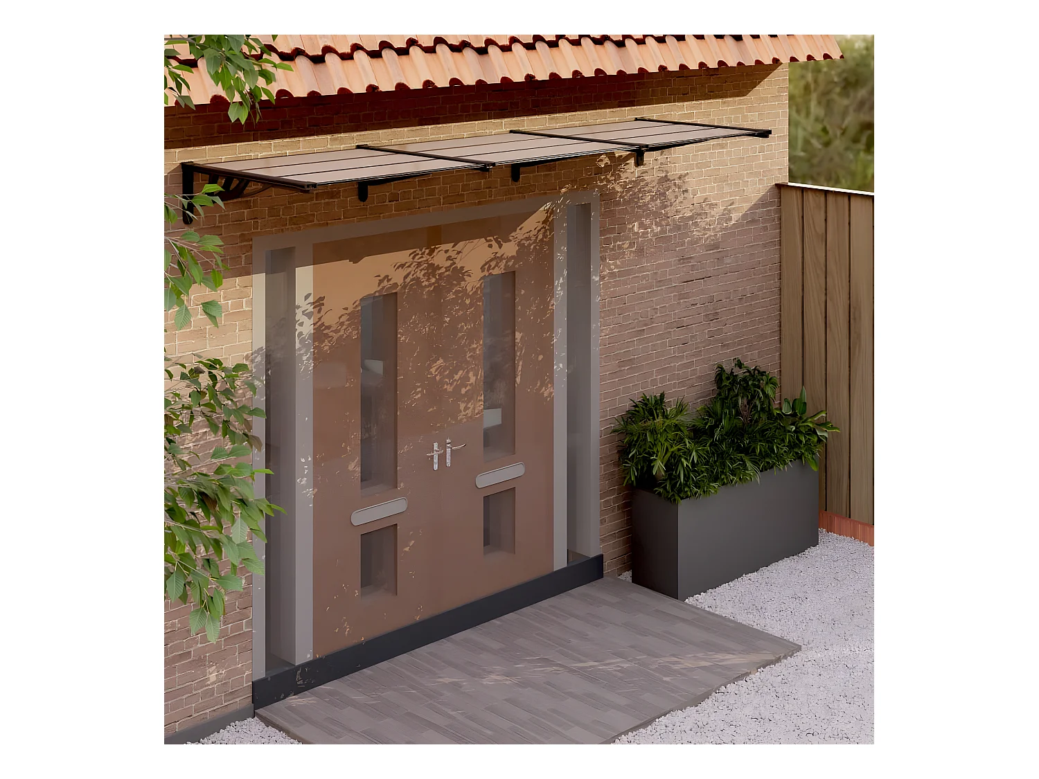 Auvent de porte Noir 297,5x90 cm Polycarbonate WVGQ5262