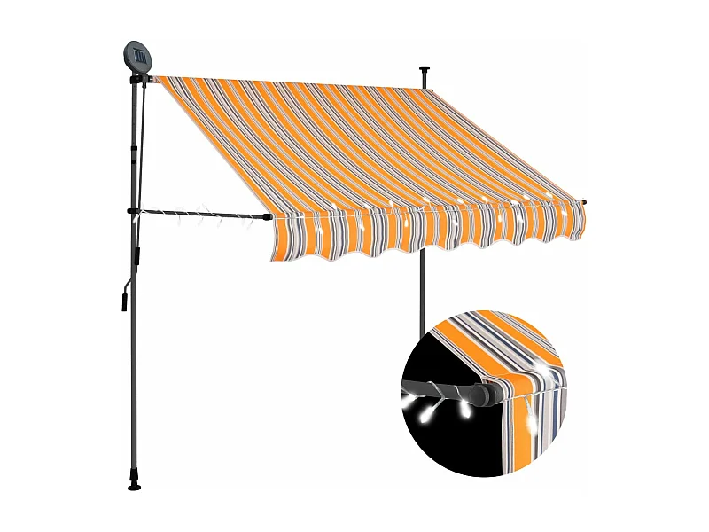 Auvent manuel rétractable avec LED 100 cm Jaune et bleu WVGQ5081