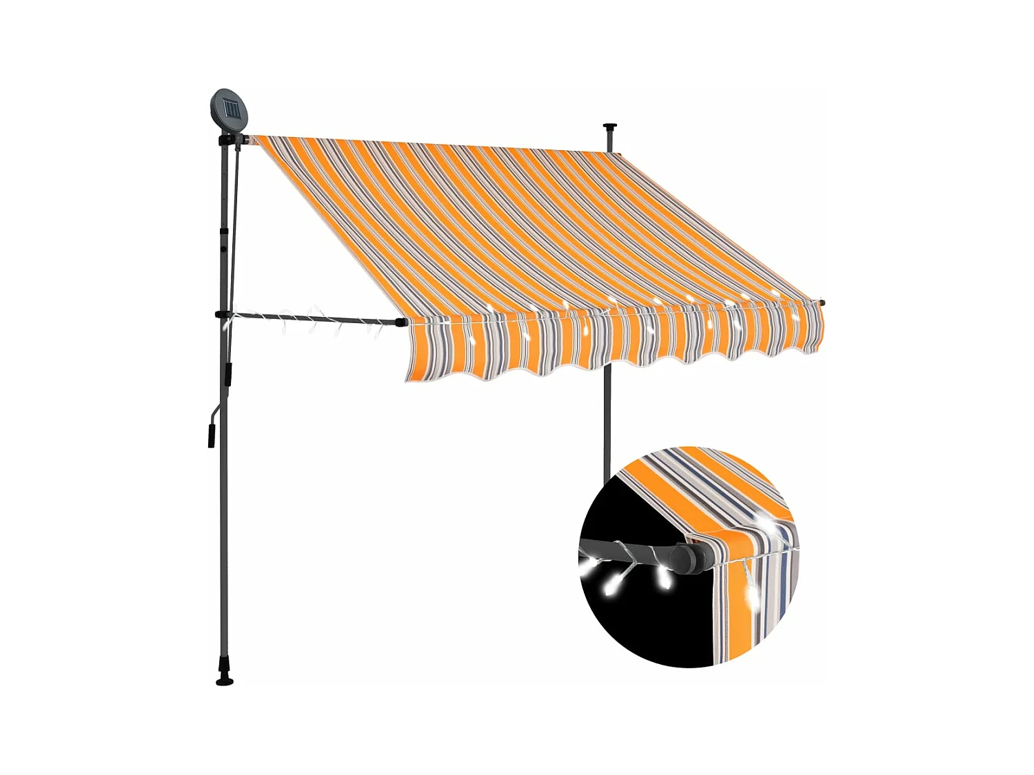 Luifel handmatig uitschuifbaar met LED 100 cm geel en blauw NL111359