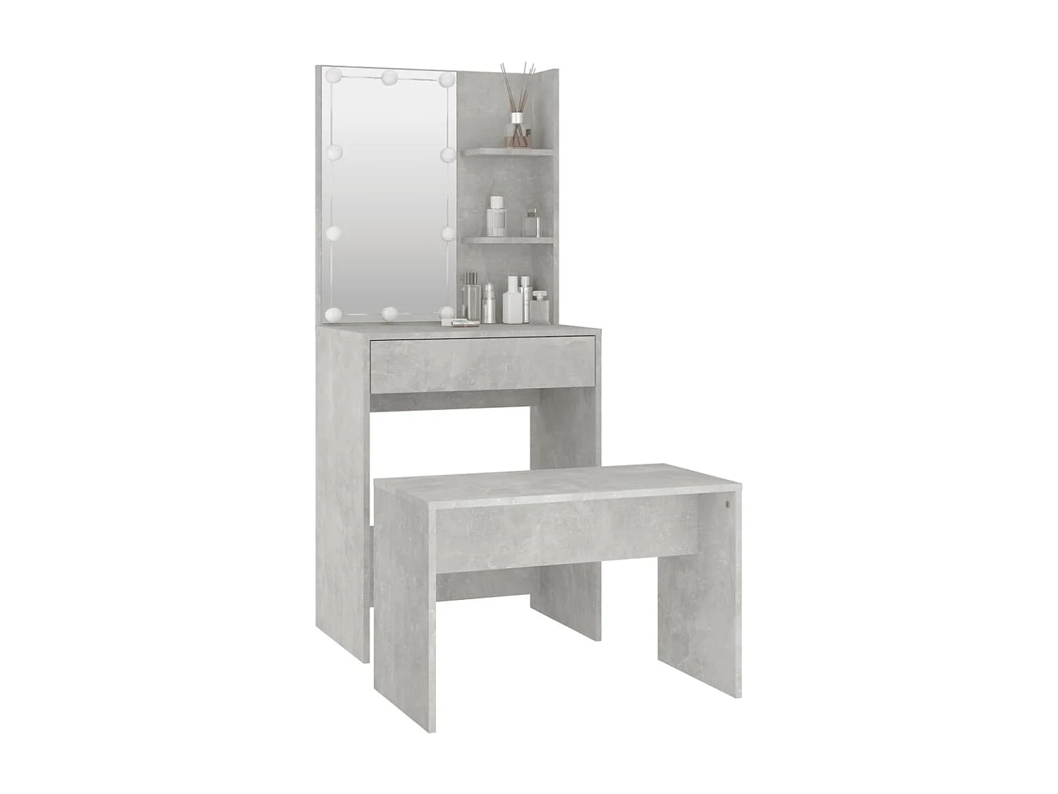Ensemble de coiffeuse avec LED Gris béton Bois d'ingénierie OFR17608 BonneVie Meuble
