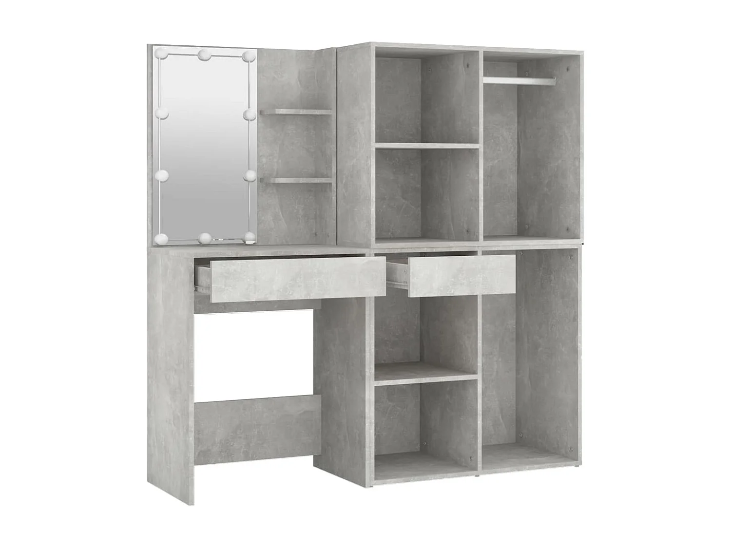 Coiffeuse à LED avec 2 armoires Gris béton Bois d'ingénierie OFR17655 BonneVie Meuble