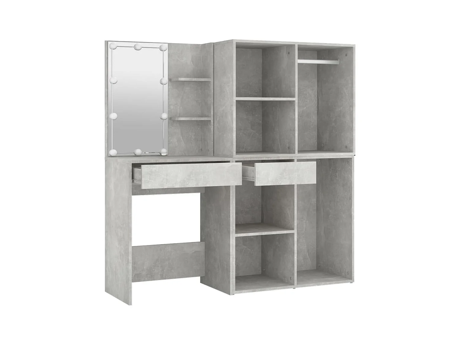 Coiffeuse à LED avec 2 armoires Gris béton Bois d'ingénierie OFR17655 BonneVie Meuble