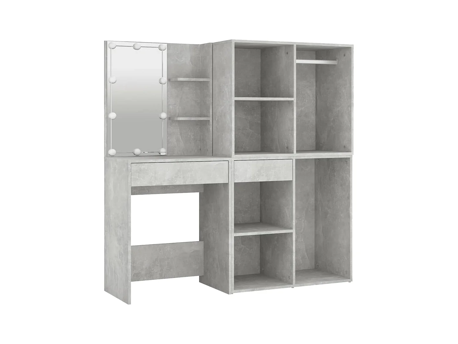 Coiffeuse à LED avec 2 armoires Gris béton Bois d'ingénierie OFR17655 BonneVie Meuble