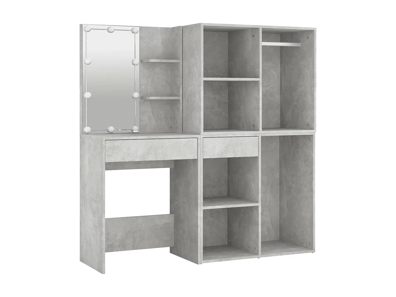 Tocador con LED y 2 armarios madera contrachapada gris hormigón ES451738