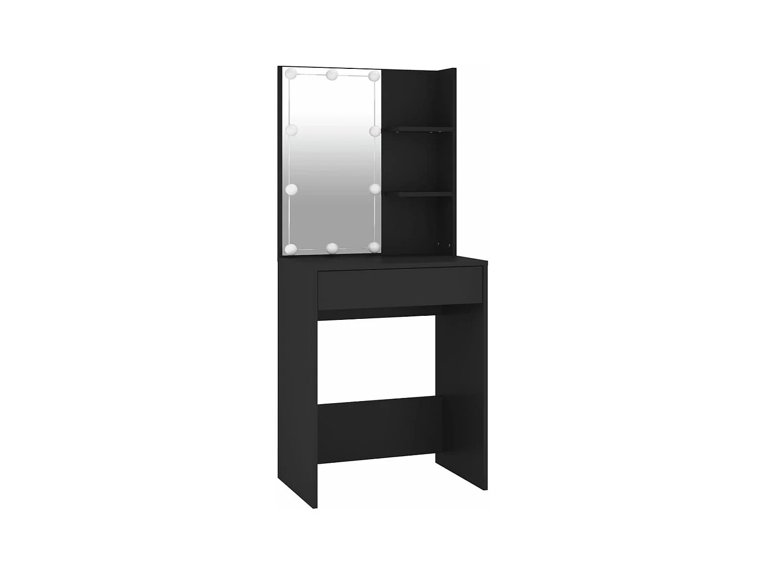 Coiffeuse à LED avec armoires noir bois d'ingénierie OFR12604 BonneVie Meuble