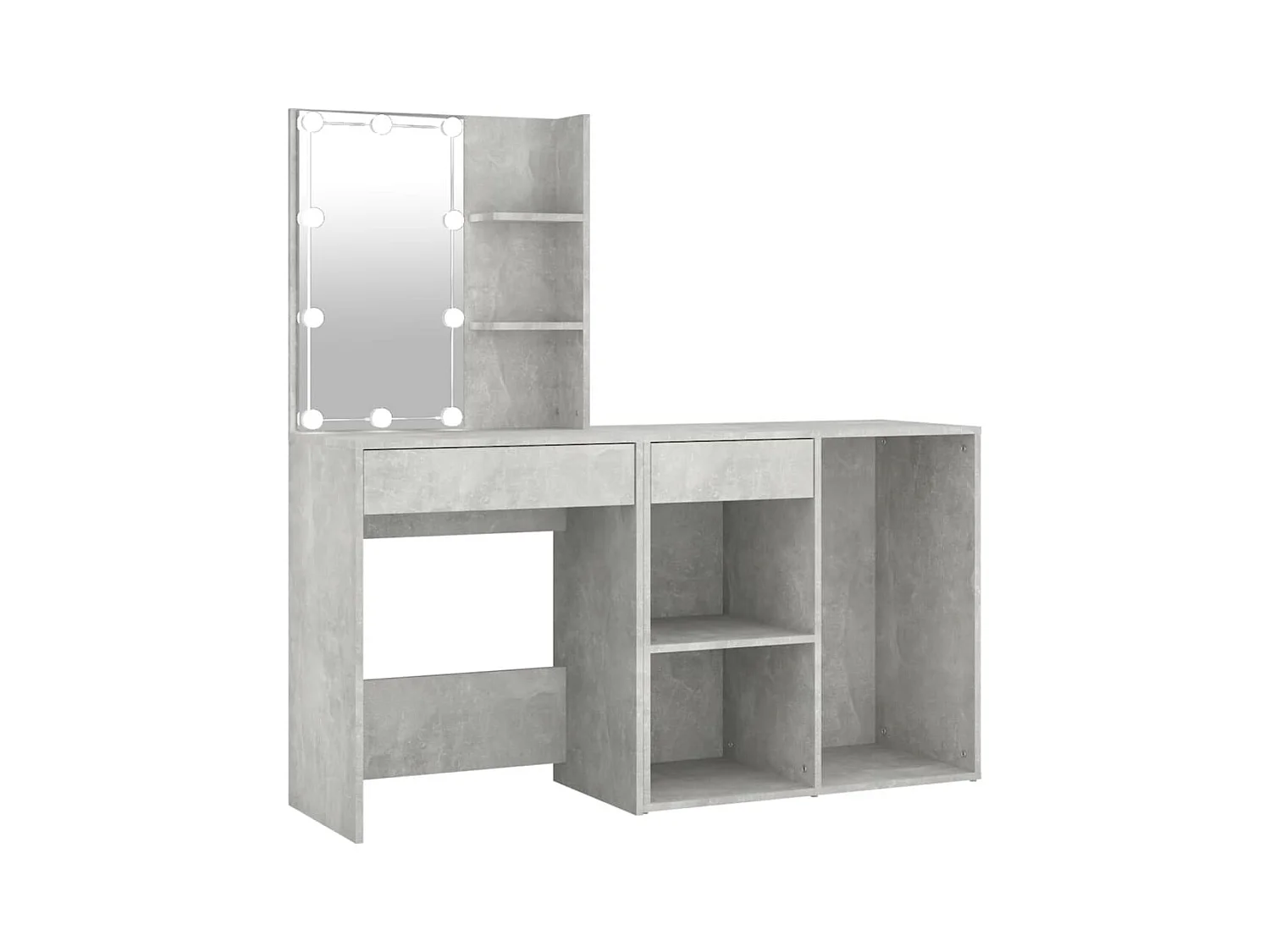 Coiffeuse à LED avec armoire Gris béton Bois d'ingénierie OFR30911 BonneVie Meuble