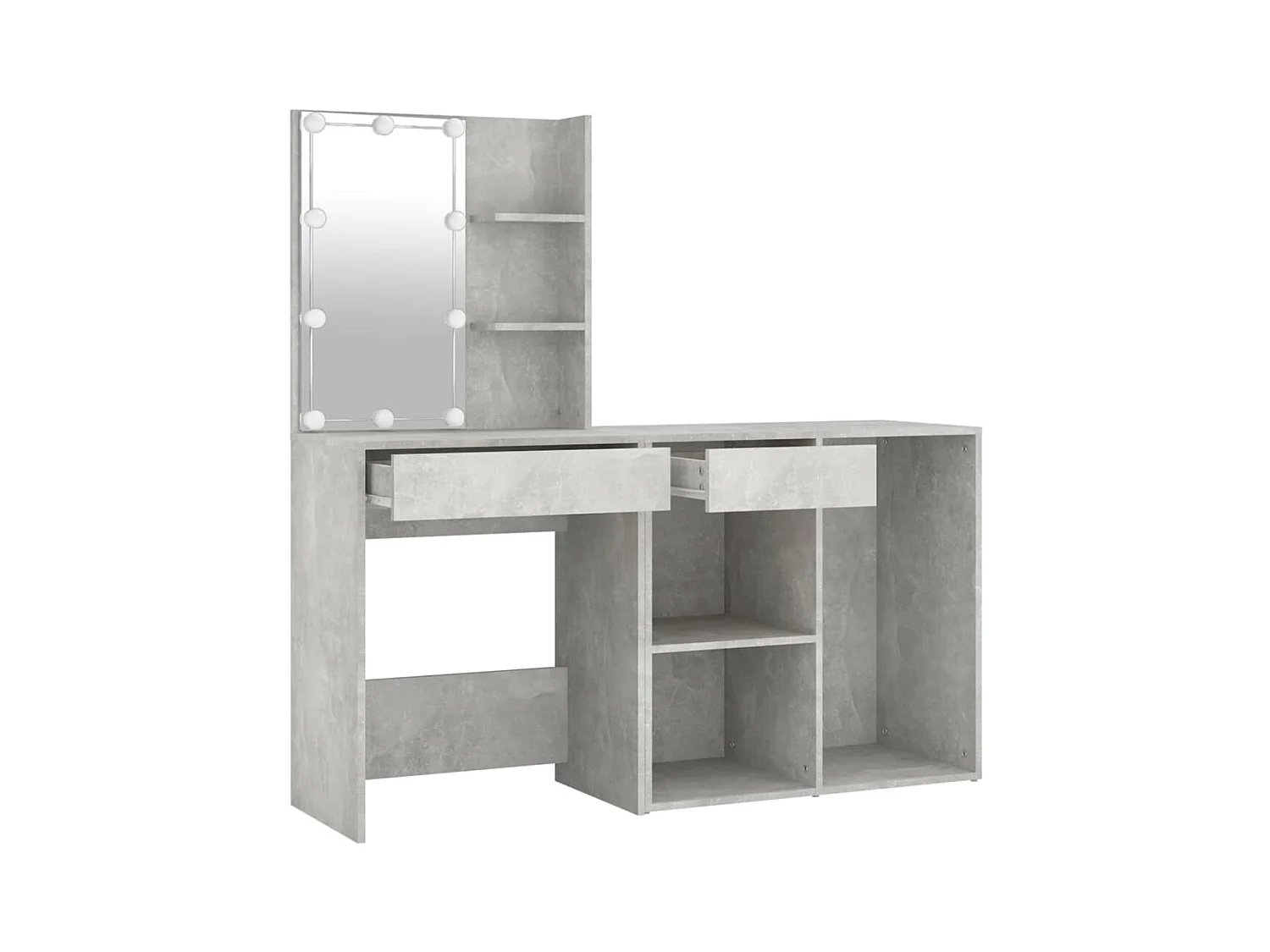 Coiffeuse à LED avec armoire Gris béton Bois d'ingénierie OFR30911 BonneVie Meuble