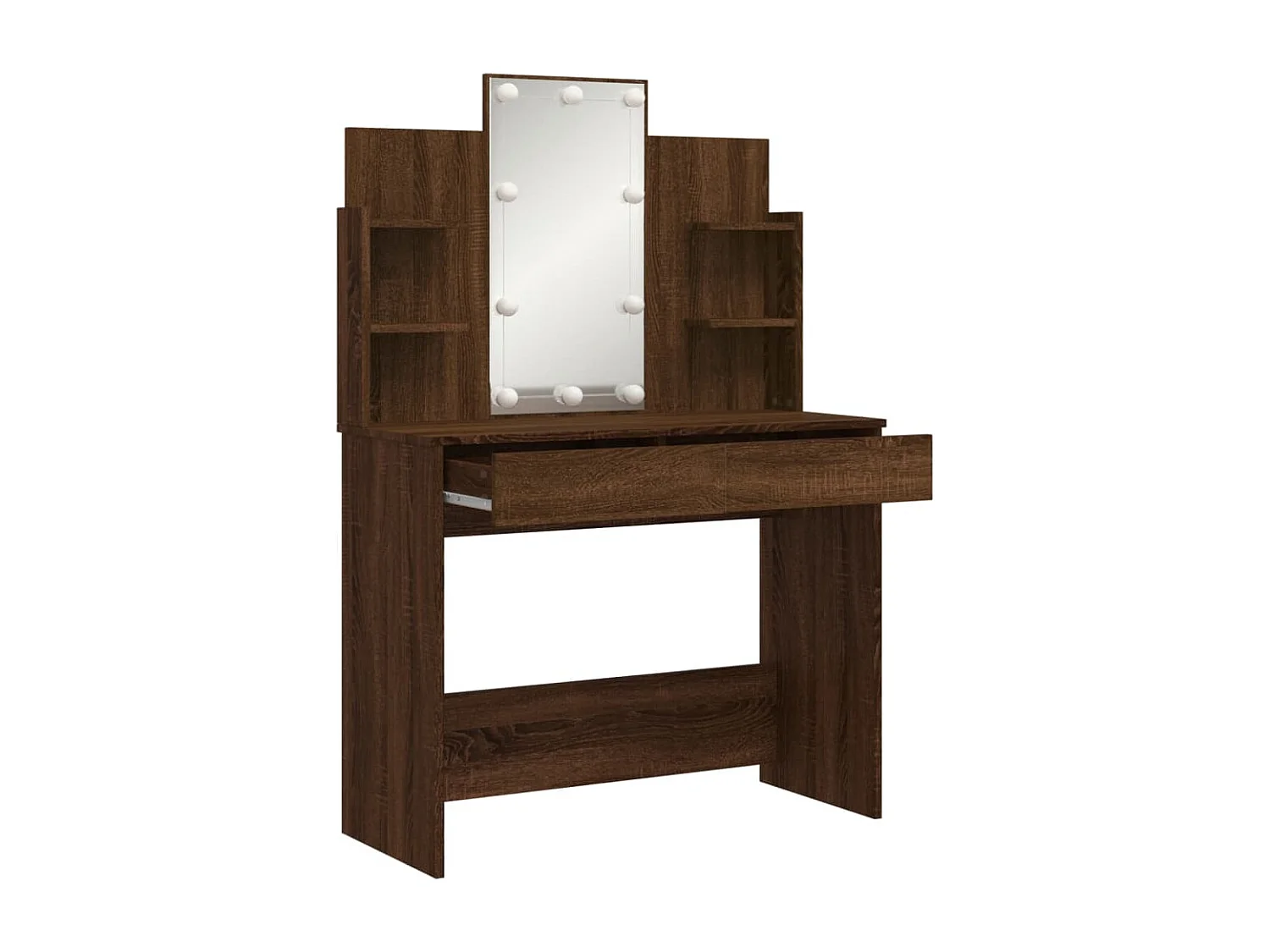 Coiffeuse avec lumières LED chêne marron 96x40x142 cm OFR72133 BonneVie Meuble