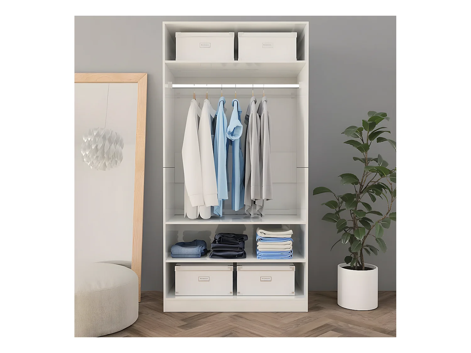 Garde-robe Blanc brillant 100 x 50 x 200 cm Aggloméré OFR13189 BonneVie Meuble