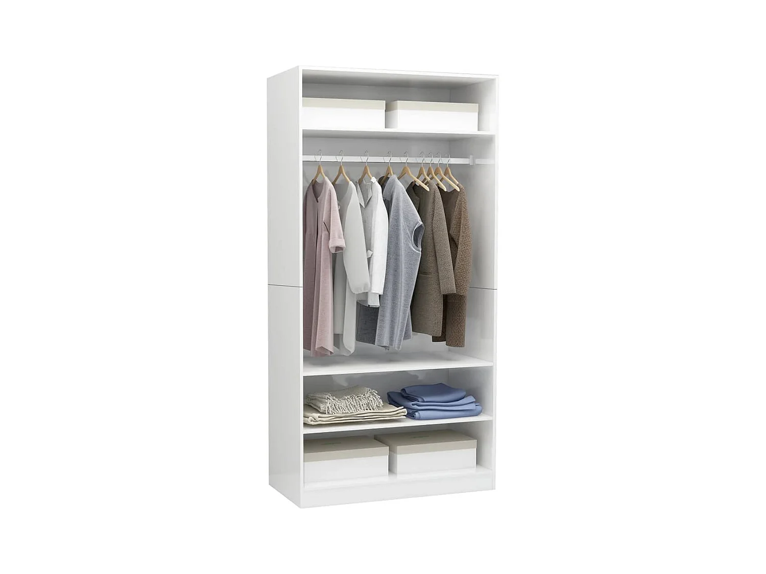 Garde-robe Blanc brillant 100 x 50 x 200 cm Aggloméré OFR13189 BonneVie Meuble