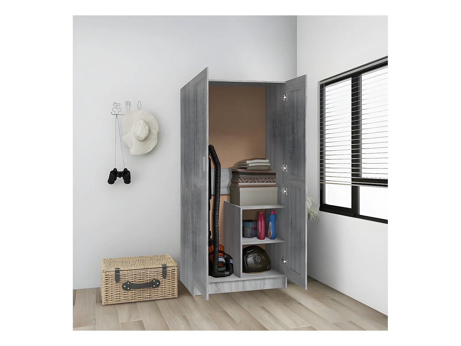 Garde-robe Sonoma gris 82,5x51,5x180 cm Bois d'ingénierie OFR63605 BonneVie Meuble