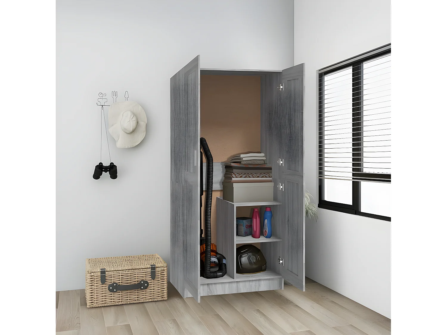 Garde-robe Sonoma gris 82,5x51,5x180 cm Bois d'ingénierie OFR63605 BonneVie Meuble