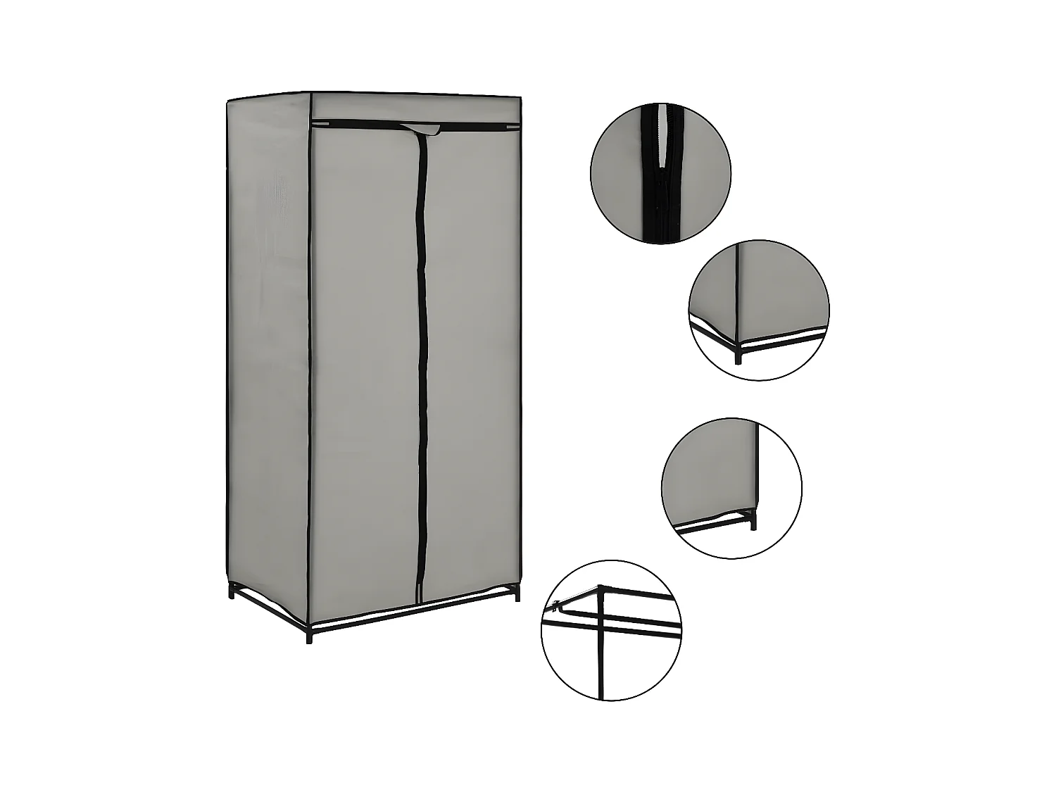 2 pcs Garde-robes Gris 75x50x160 cm OFR29376 BonneVie Meuble