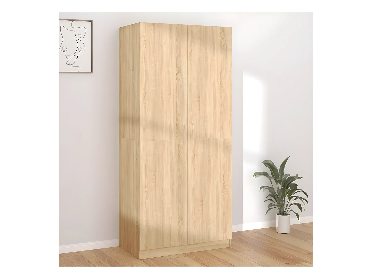 Garde-robe Chêne sonoma 90x52x200 cm Aggloméré OFR51270 BonneVie Meuble