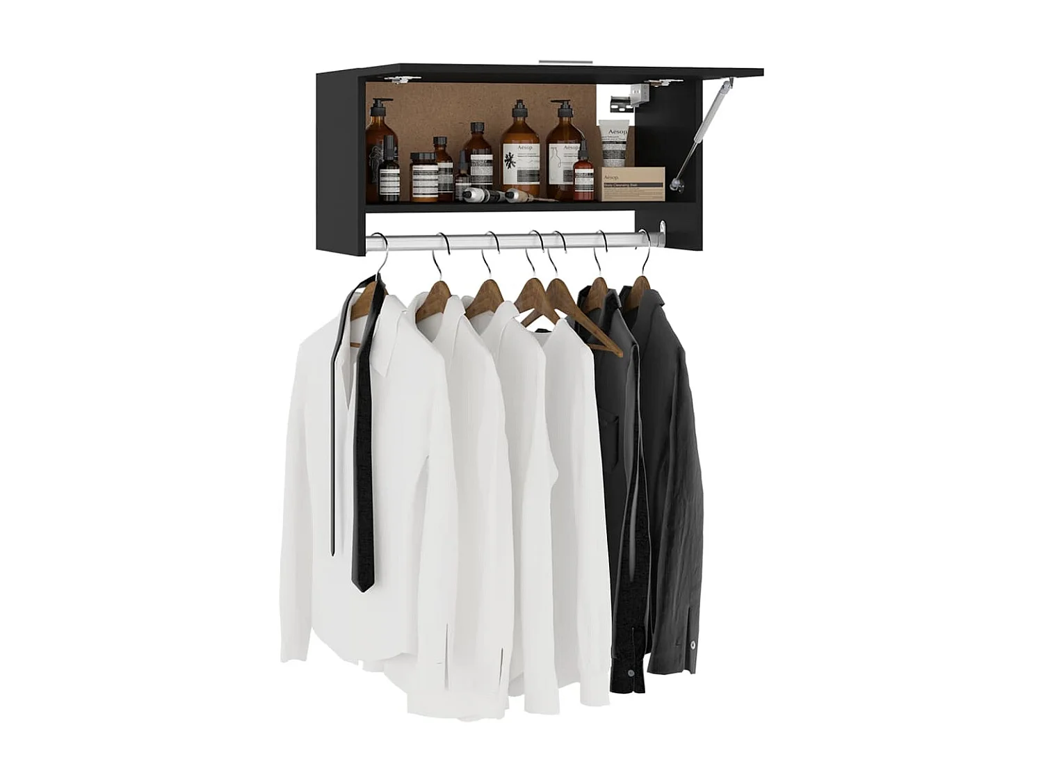 Armario de madera contrachapada negro 70x32,5x35 cm ES633445