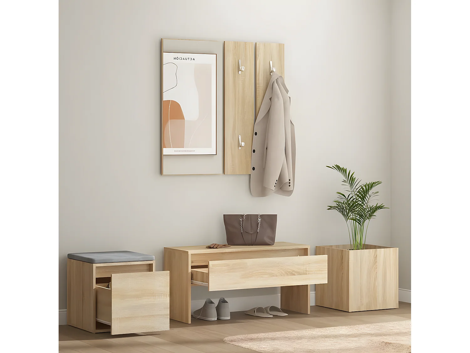 Ensemble de meubles de couloir Chêne Sonoma Bois d'ingénierie OFR12204 BonneVie Meuble