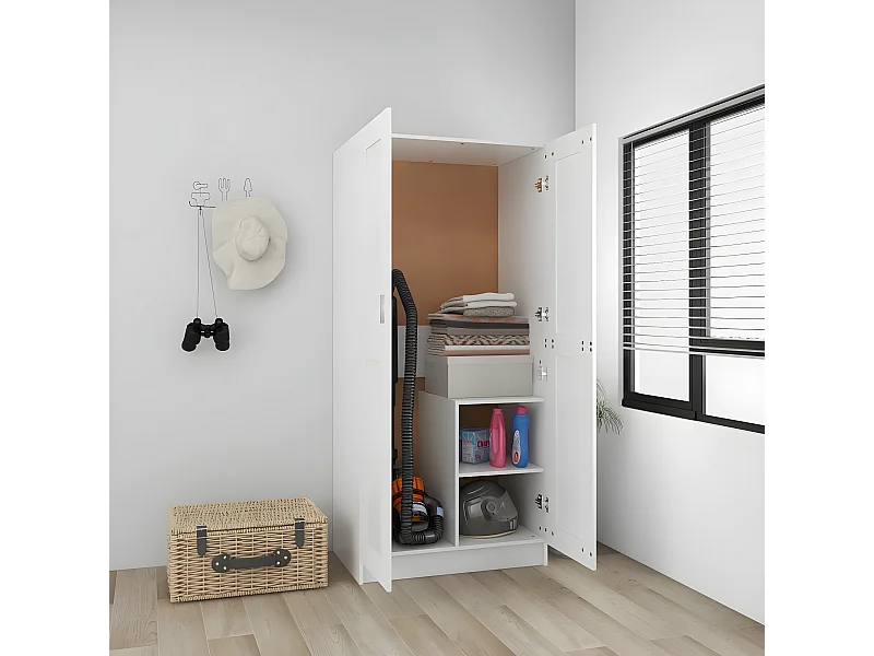 Armario de madera contrachapada blanco 82,5x51,5x180 cm ES129503