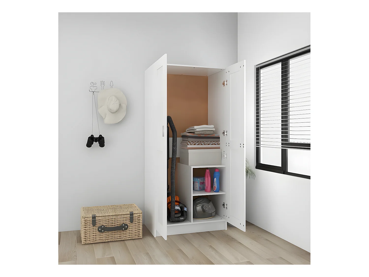 Garde-robe Blanc 82,5x51,5x180 cm Aggloméré OFR70666 BonneVie Meuble