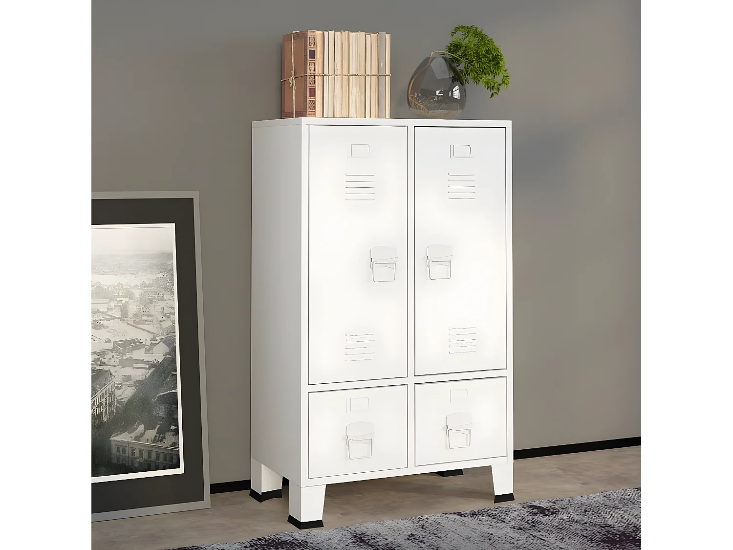 Garde-robe industrielle Blanc 67x35x107 cm Acier OFR97897 BonneVie Meuble