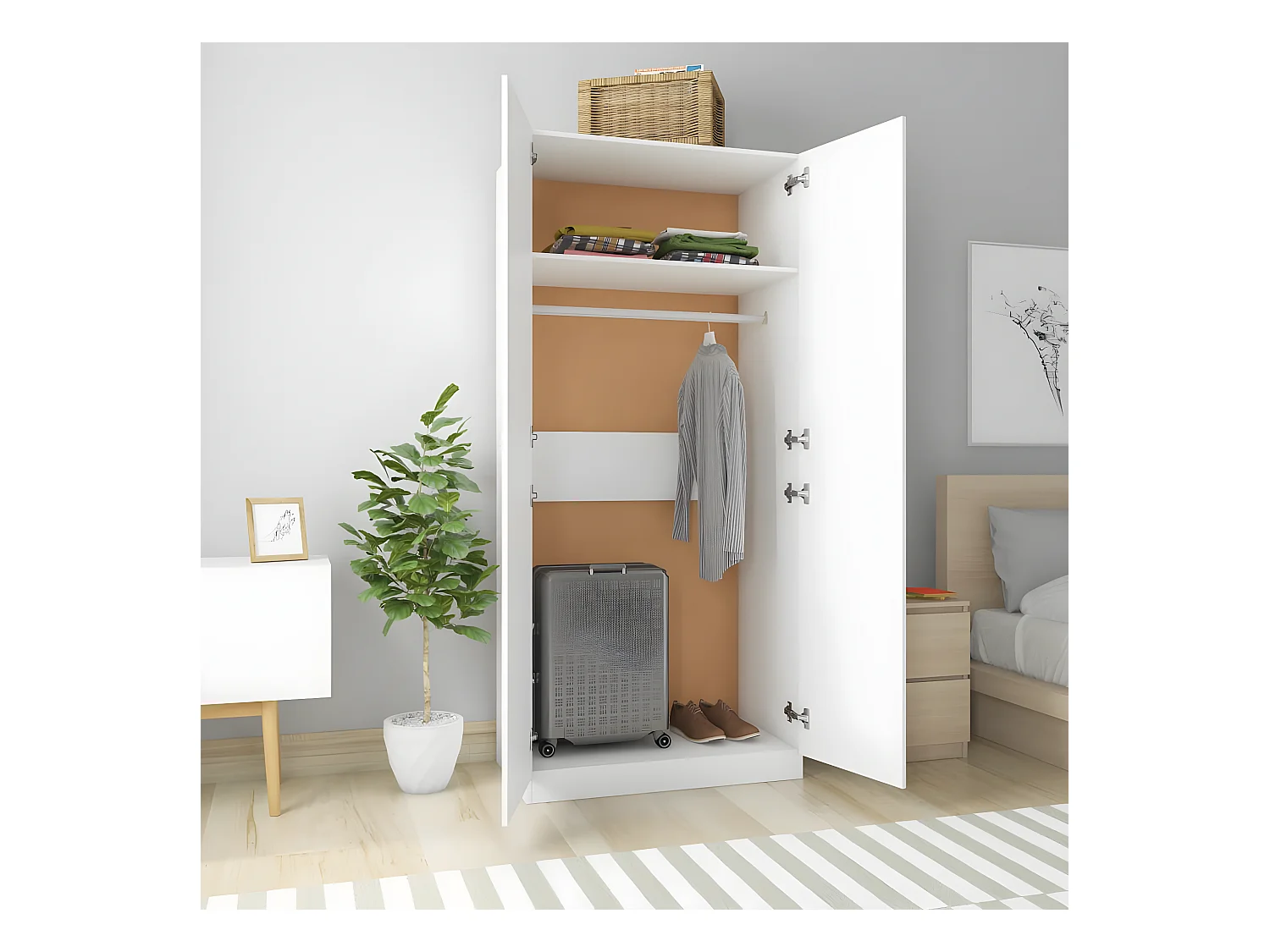 Garde-robe Blanc 90x52x200 cm Aggloméré OFR98924 BonneVie Meuble